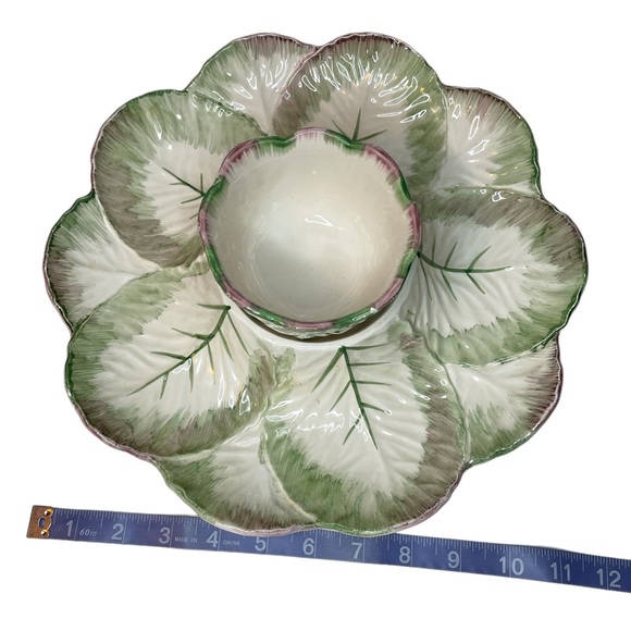 Pottery Barn Ceramic Cabbage Serving Platter with Dip Bowl Made in Japan - Picture 10 of 10